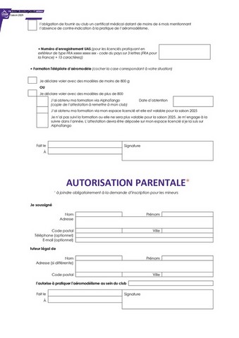 Fiche Inscription 2025